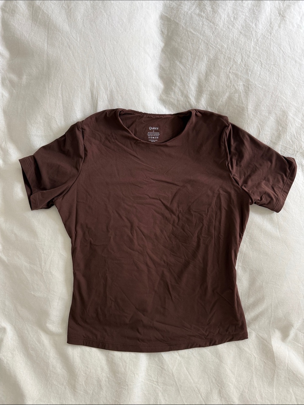 Quince Women's Short-Sleeve Crewneck Tee in Chocolate Brown